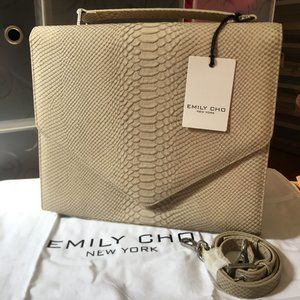 NWT Emily Cho Python Leather Handbag Shoulder Bag